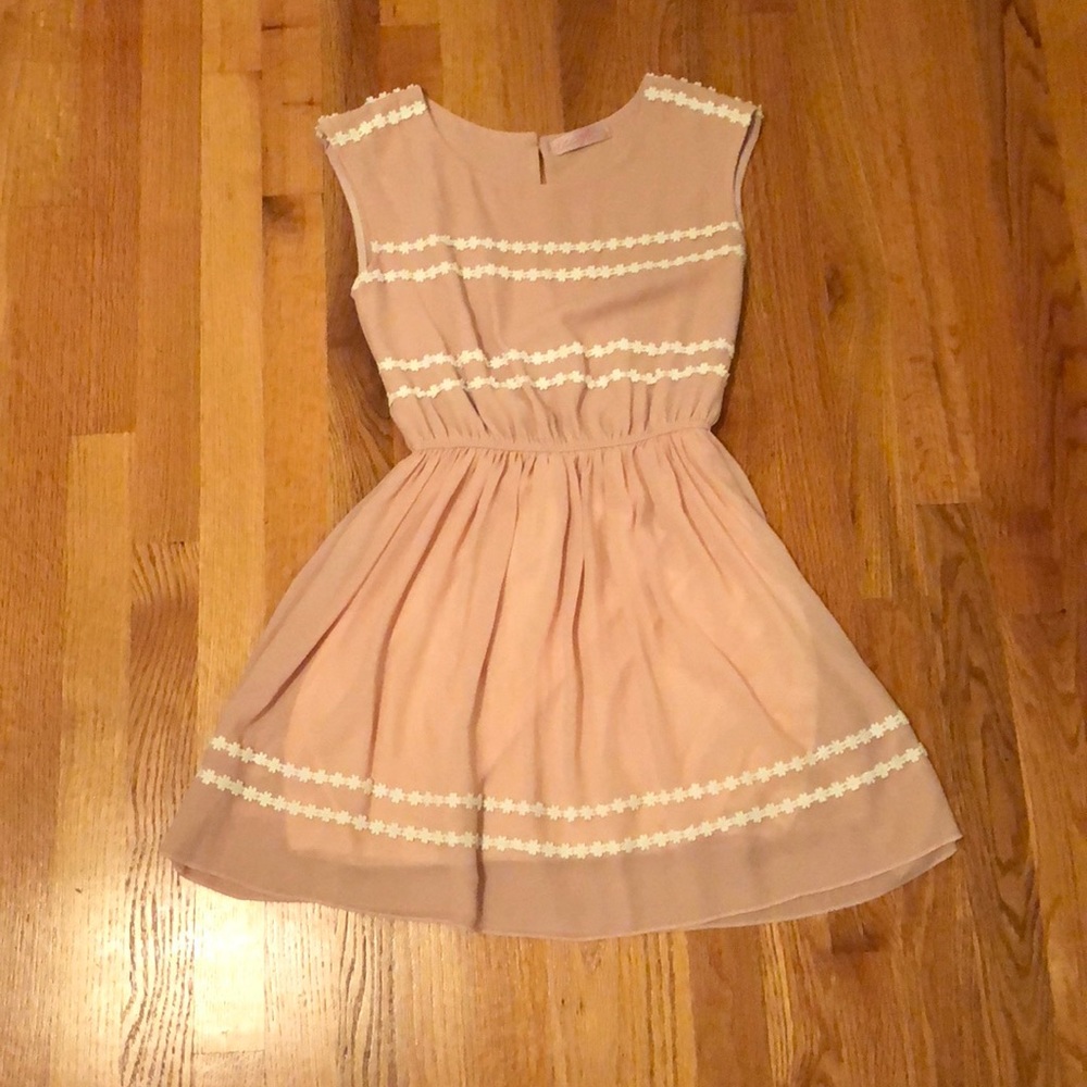 Tan Dress with Floral Detail